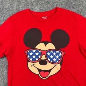 Old Navy T Shirt Large Red Disney Mickey Mouse USA Flag Sunglasses Men's‎